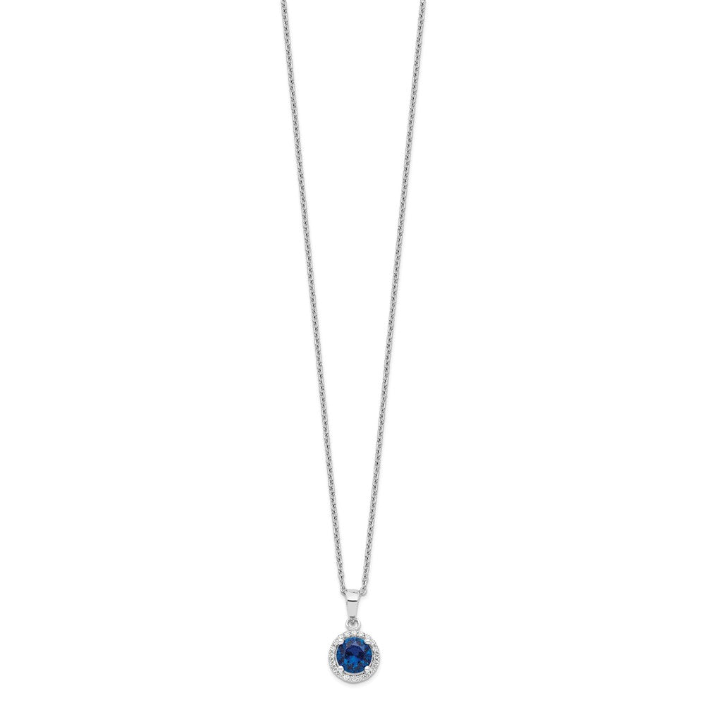 Brilliant Embers Sterling Silver Rhodium-plated 20 Stone 18 inch White and Blue Micro PavÇ CZ Necklace with 2 Inch Extender