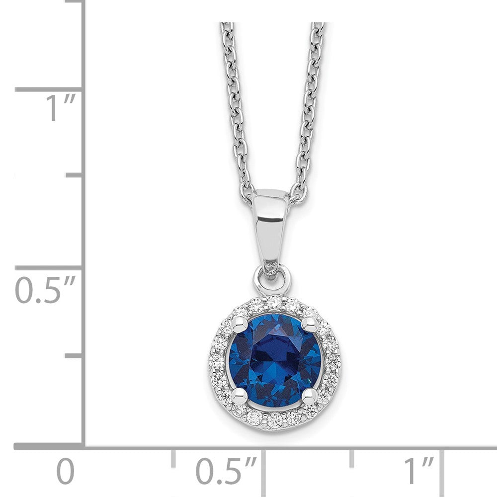 Brilliant Embers Sterling Silver Rhodium-plated 20 Stone 18 inch White and Blue Micro PavÇ CZ Necklace with 2 Inch Extender