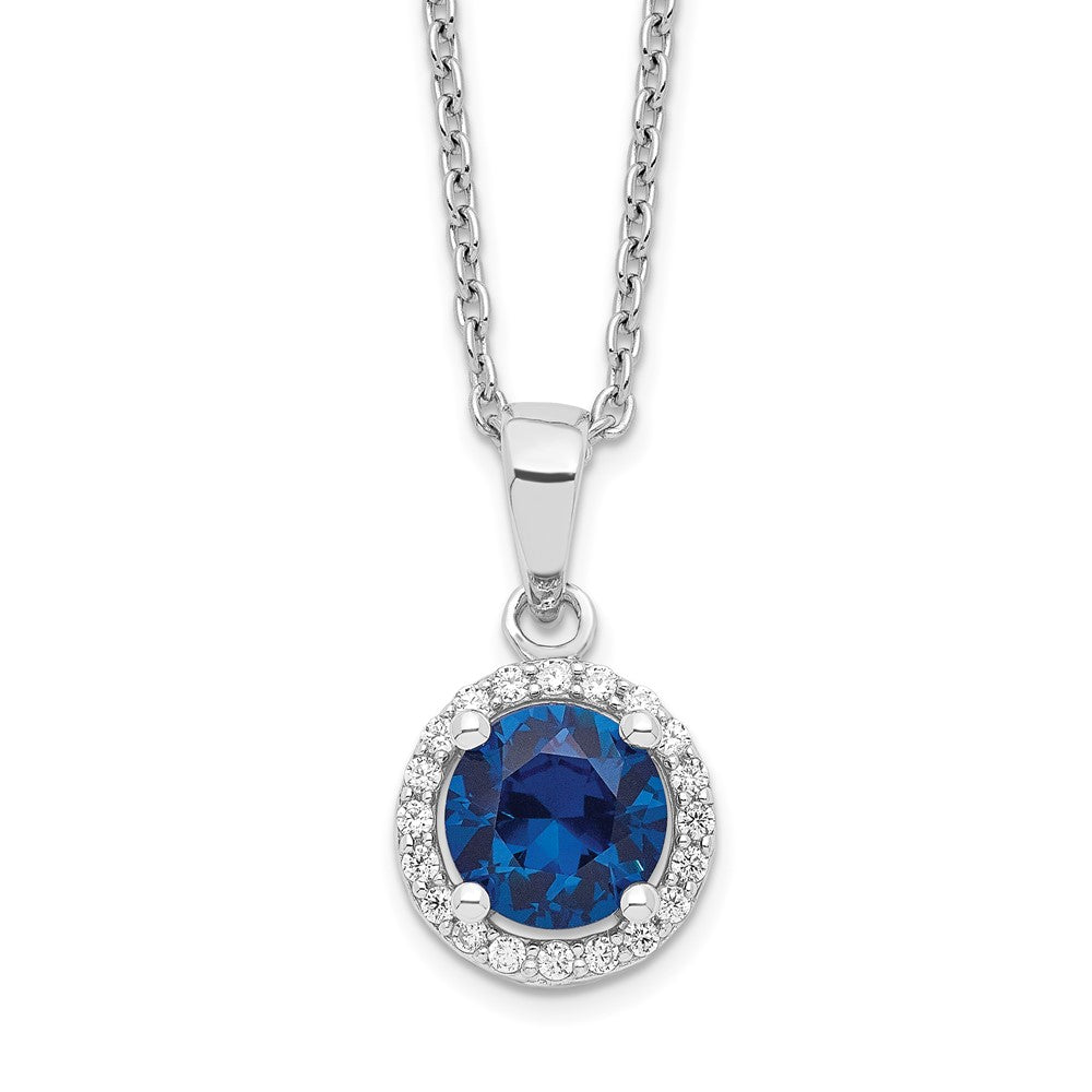 Brilliant Embers Sterling Silver Rhodium-plated 20 Stone 18 inch White and Blue Micro PavÇ CZ Necklace with 2 Inch Extender