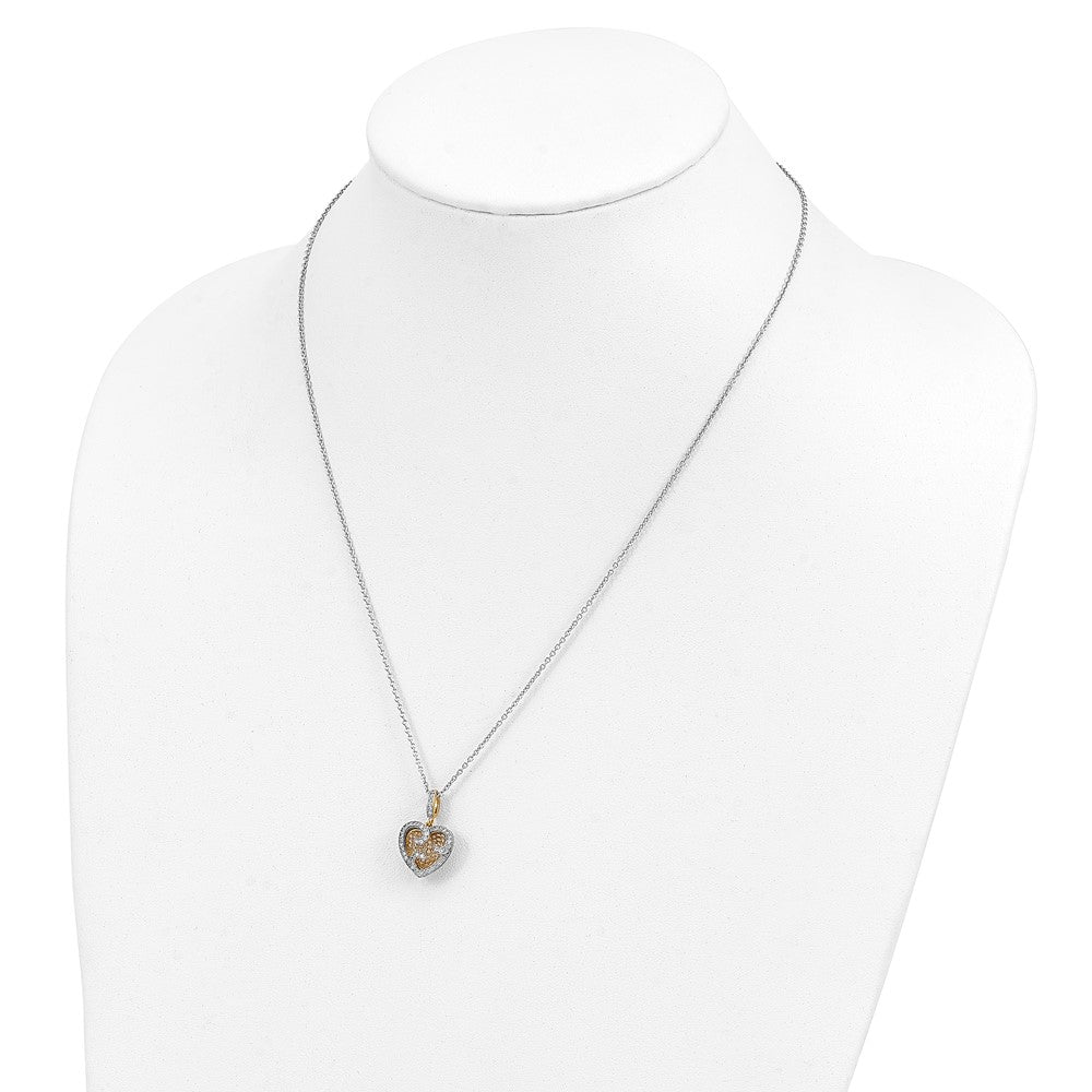 Sterling Silver & Vermeil CZ Brilliant Embers Heart Necklace