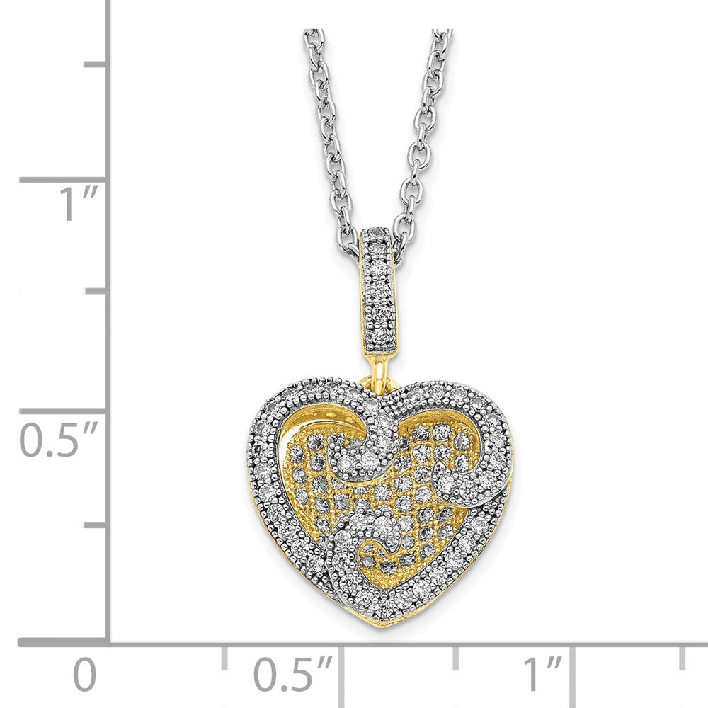 Sterling Silver & Vermeil CZ Brilliant Embers Heart Necklace