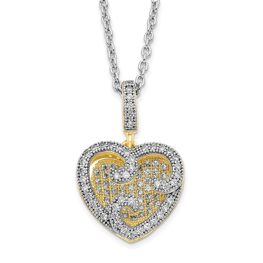 Sterling Silver & Vermeil CZ Brilliant Embers Heart Necklace