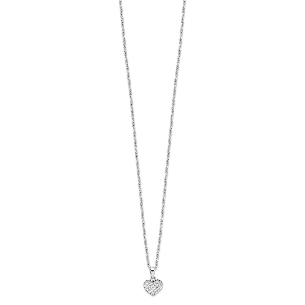 Brilliant Embers Sterling Silver Rhodium-plated 21 Stone 18 inch Micro PavÇ CZ Heart Necklace with 2 Inch Extender