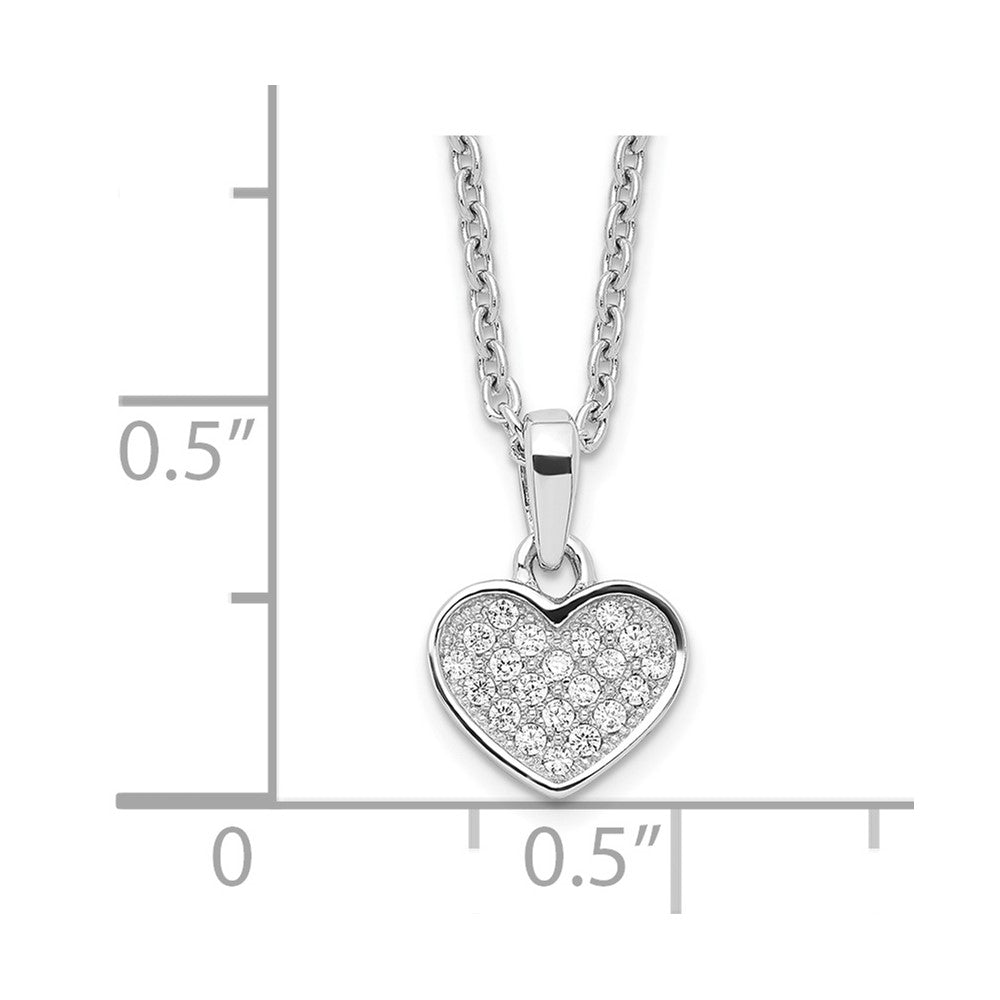 Brilliant Embers Sterling Silver Rhodium-plated 21 Stone 18 inch Micro PavÇ CZ Heart Necklace with 2 Inch Extender