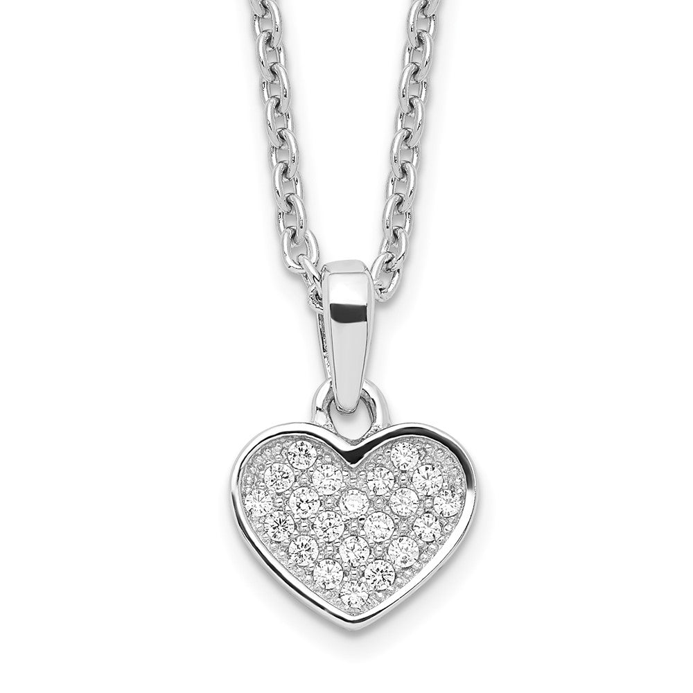 Brilliant Embers Sterling Silver Rhodium-plated 21 Stone 18 inch Micro PavÇ CZ Heart Necklace with 2 Inch Extender