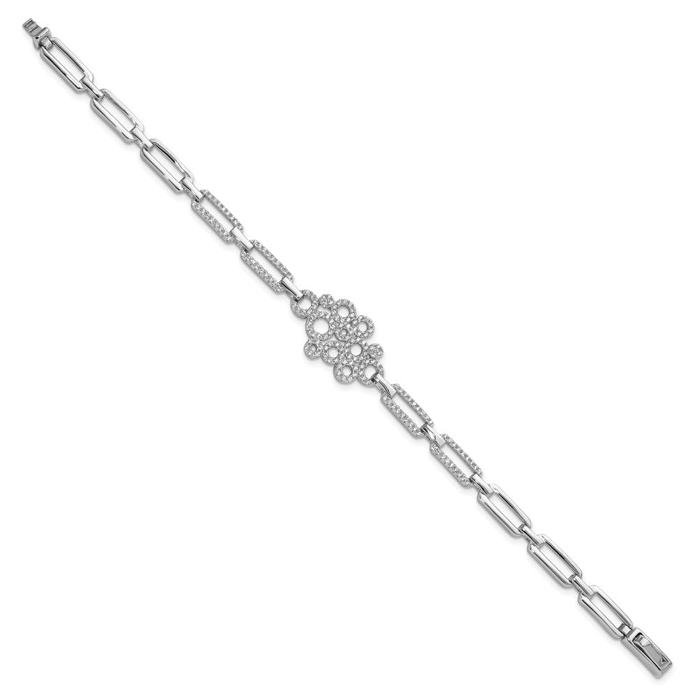 Brilliant Embers Sterling Silver Rhodium-plated 164 stone 7 inch with Box Catch Clasp Micro PavÇ CZ Bracelet