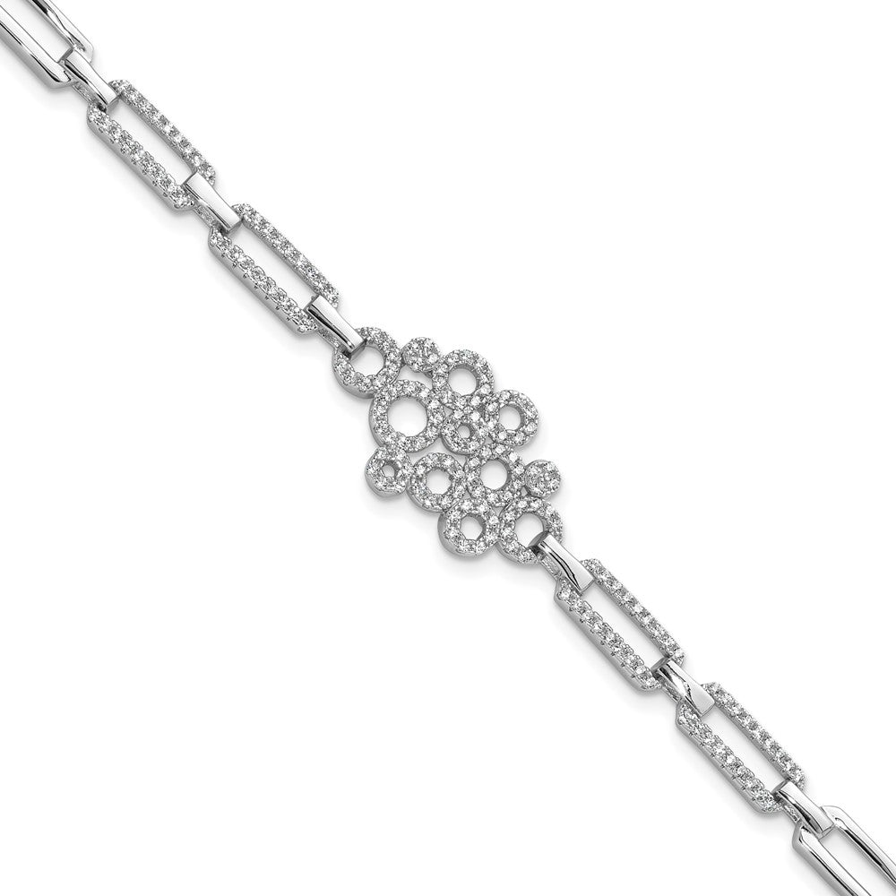 Brilliant Embers Sterling Silver Rhodium-plated 164 stone 7 inch with Box Catch Clasp Micro PavÇ CZ Bracelet