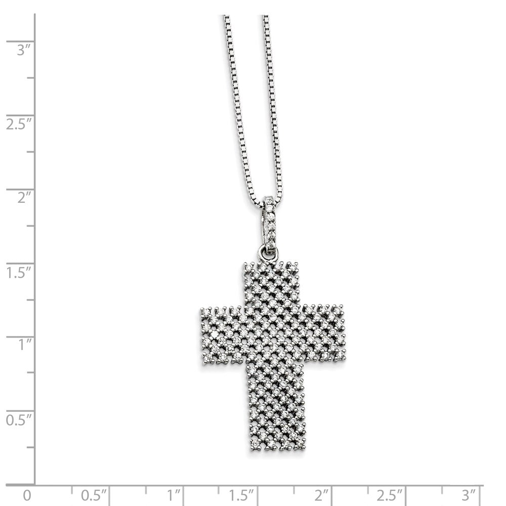 Sterling Silver & CZ Brilliant Embers Cross Necklace