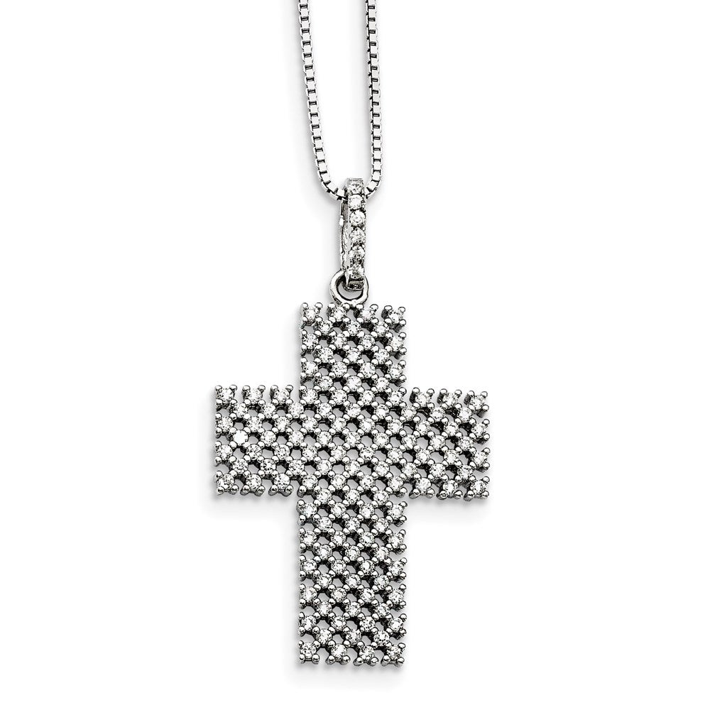 Sterling Silver & CZ Brilliant Embers Cross Necklace