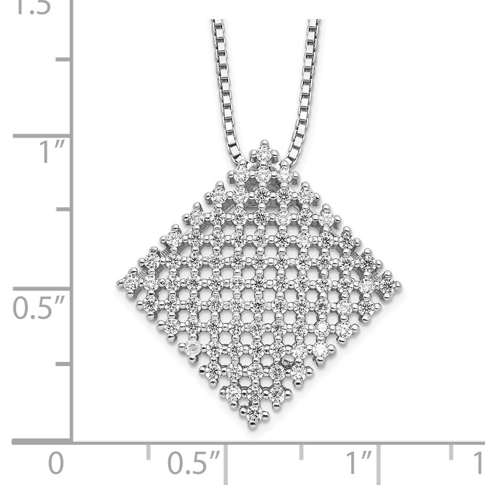 Brilliant Embers Sterling Silver Rhodium-plated 85 Stone 18 inch Micro PavÇ CZ Necklace with 2 Inch Extender