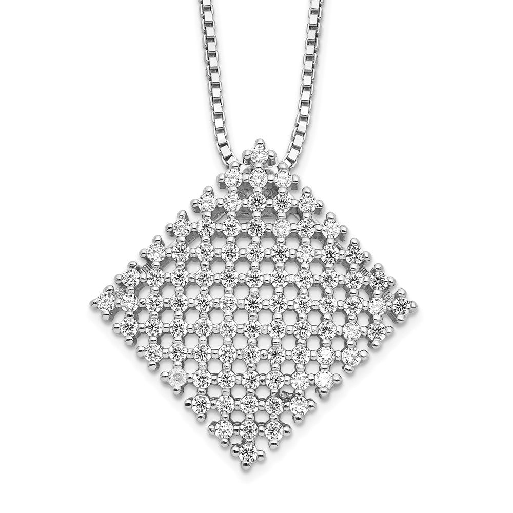 Brilliant Embers Sterling Silver Rhodium-plated 85 Stone 18 inch Micro PavÇ CZ Necklace with 2 Inch Extender