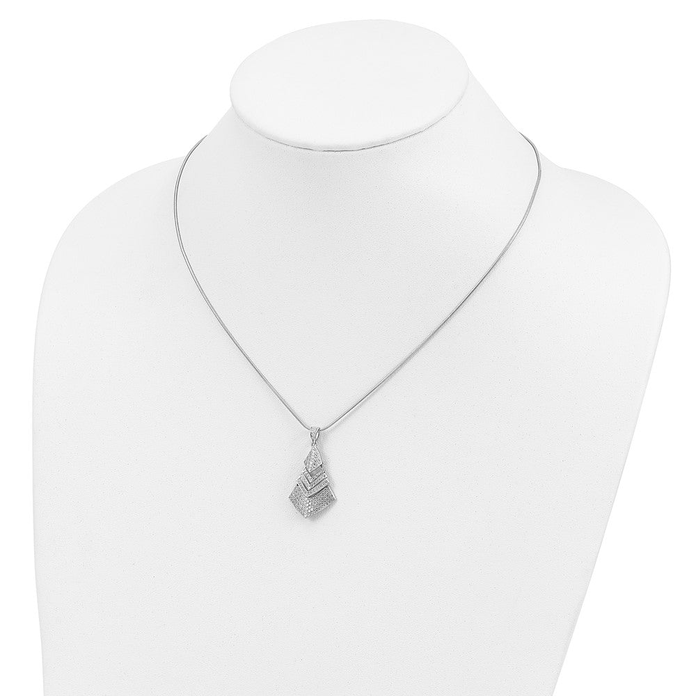 Brilliant Embers Sterling Silver Rhodium-plated 153 Stone 18 inch Micro PavÇ CZ Necklace with 2 Inch Extender