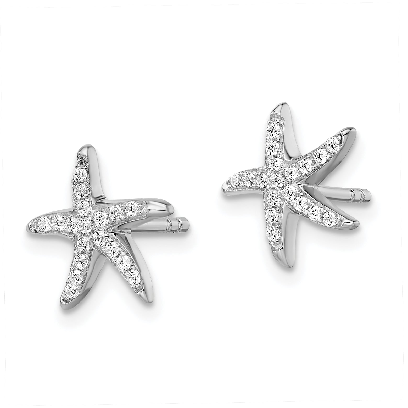 Sterling Silver CZ Brilliant Embers Starfish Earrings QMP1464