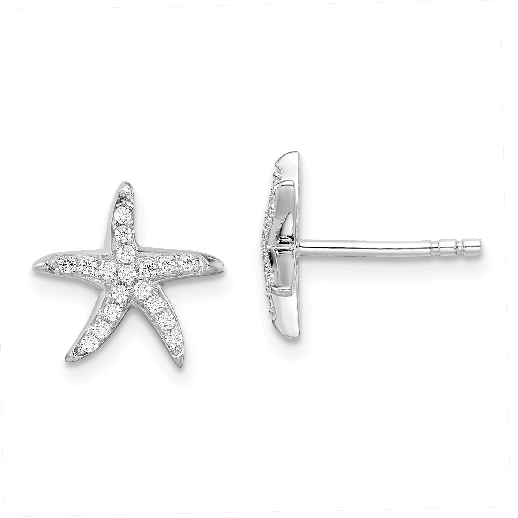 Sterling Silver CZ Brilliant Embers Starfish Earrings QMP1464