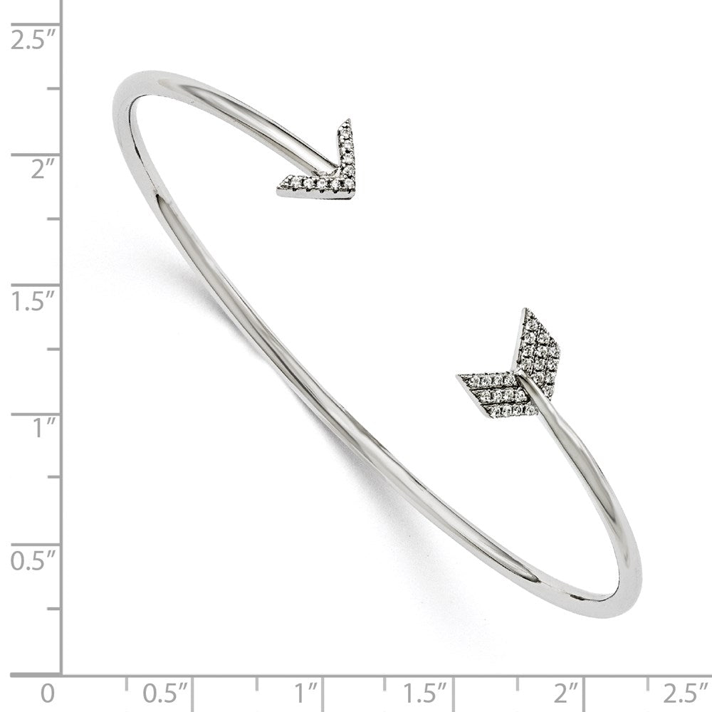 Brilliant Embers Sterling Silver Rhodium-plated 33 Stone Micro PavÇ CZ Arrow Bangle