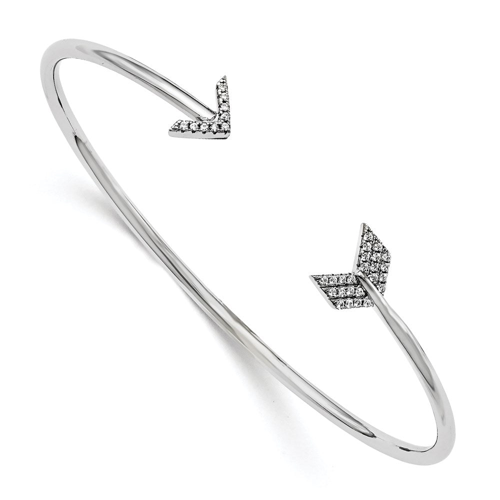 Brilliant Embers Sterling Silver Rhodium-plated 33 Stone Micro PavÇ CZ Arrow Bangle