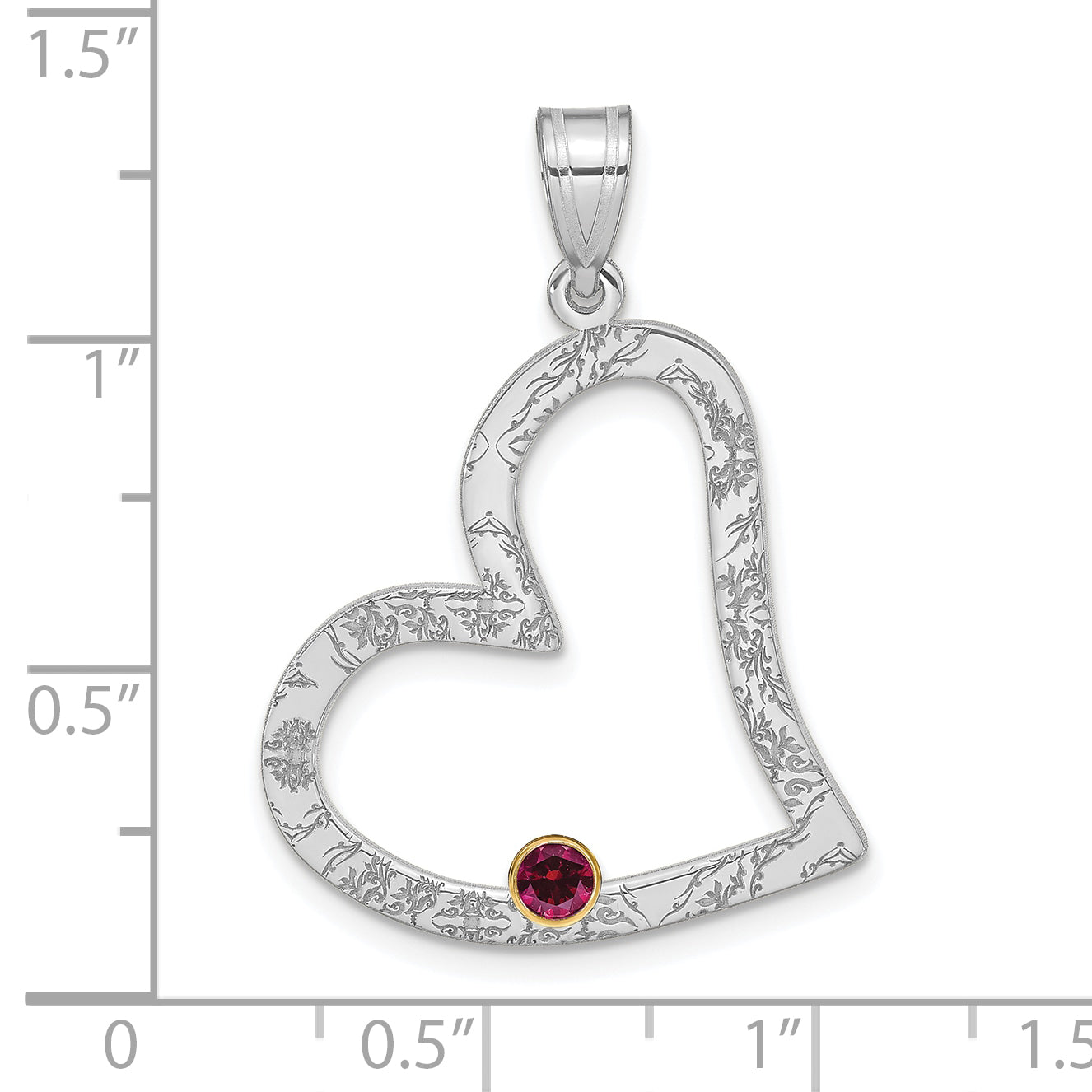 Sterling Silver/14k Bezel Crystal Family Heart Pendant QMP2/1G