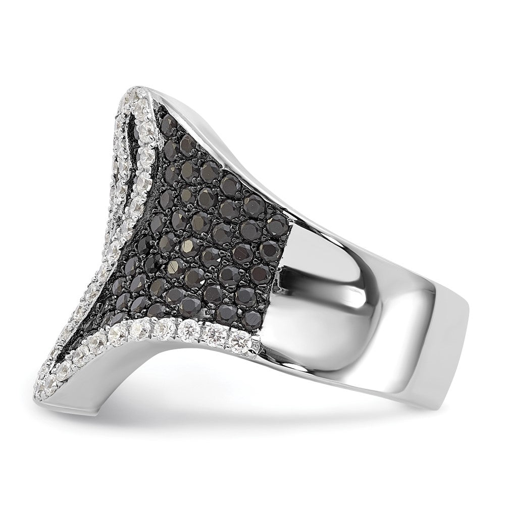 Sterling Silver Brilliant Embers Fancy Black & Clear CZ Ring