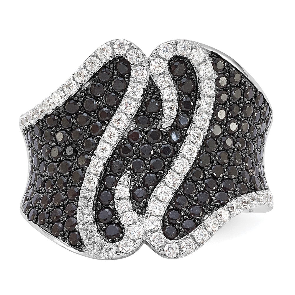 Sterling Silver Brilliant Embers Fancy Black & Clear CZ Ring