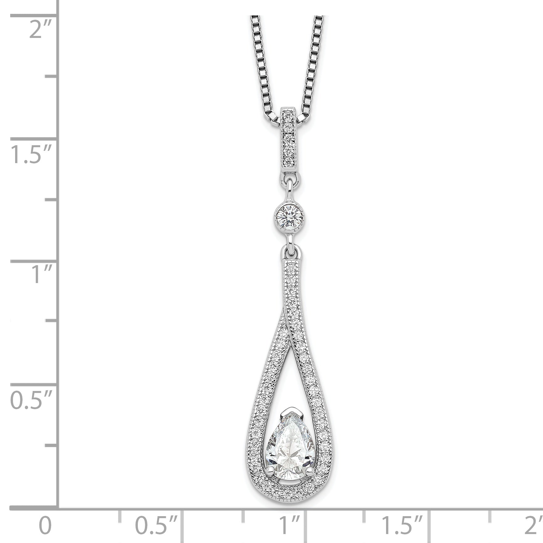 Sterling Silver & CZ Brilliant Embers Teardrop Necklace QMP389