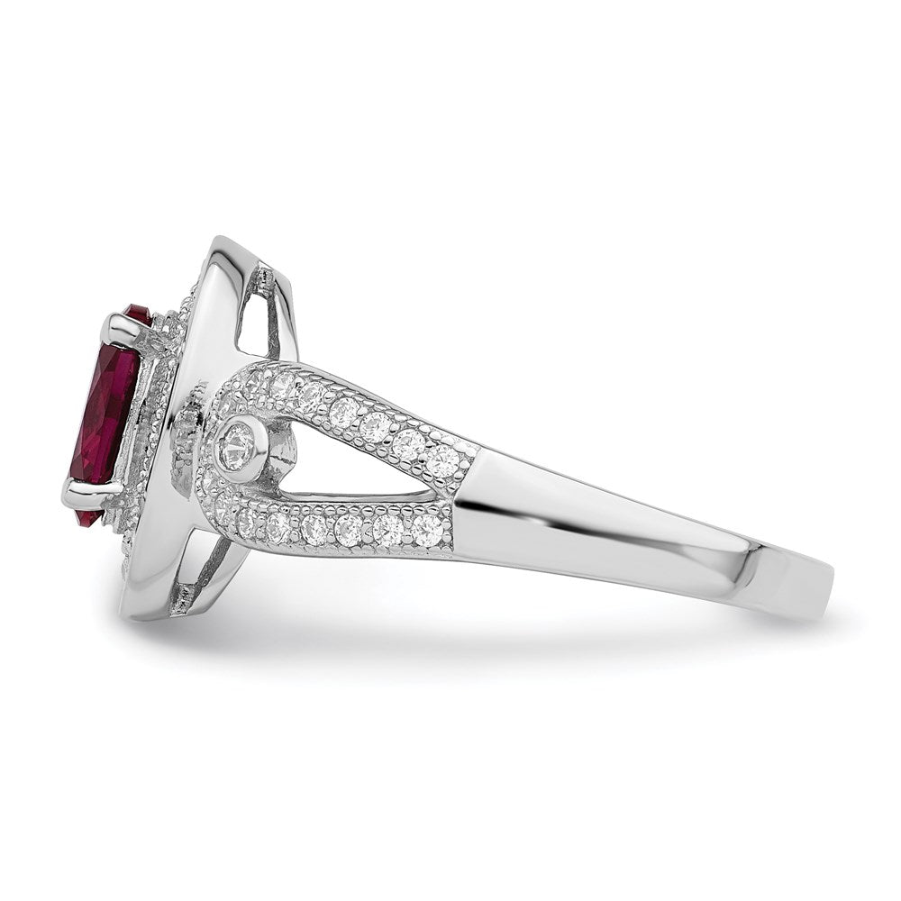 Brilliant Embers Sterling Silver Rhodium-plated 57 Stone Micro PavÇ White and Red CZ Ring