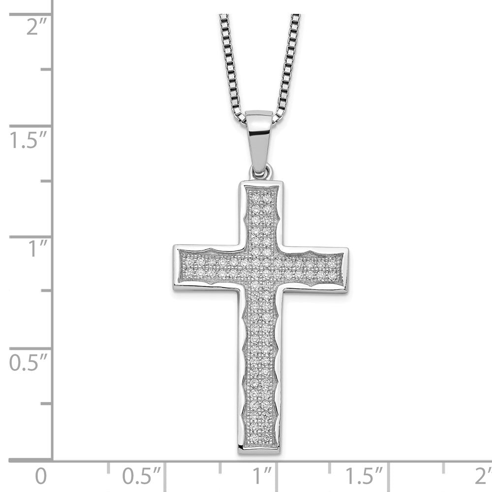 Brilliant Embers Sterling Silver Rhodium-plated 70 Stone 18 inch Micro PavÇ CZ Cross Necklace with 2 Inch Extender