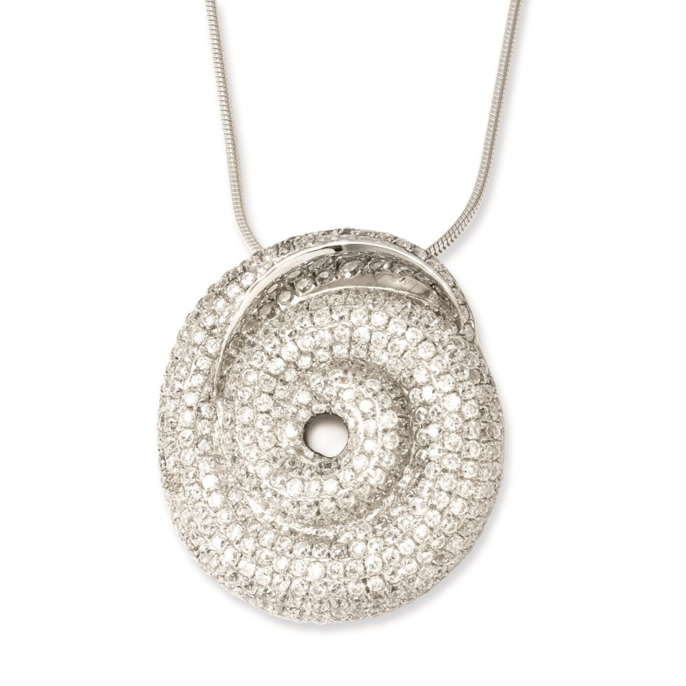 Sterling Silver & CZ Brilliant Embers Swirl Necklace