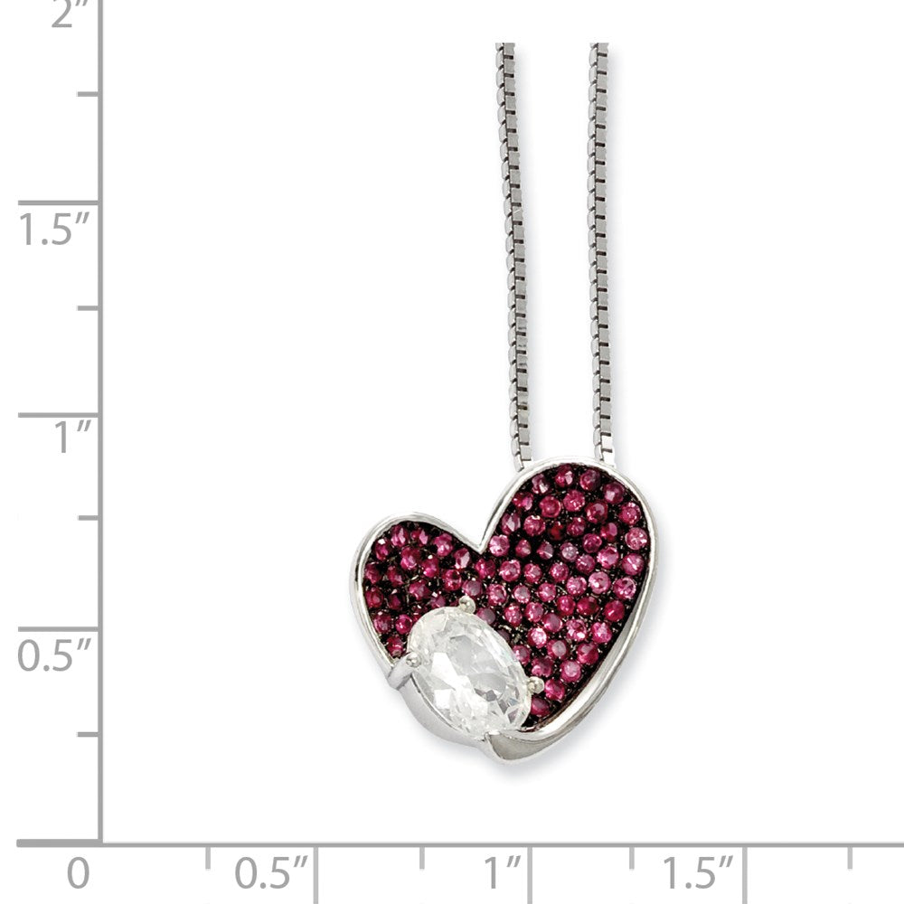 Sterling Silver & CZ Brilliant Embers Pink Heart Necklace