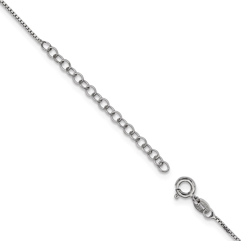 Sterling Silver Rhodium-plated Black & Clear CZ Teardrop Brilliant Embers w/ 2in ext Necklace