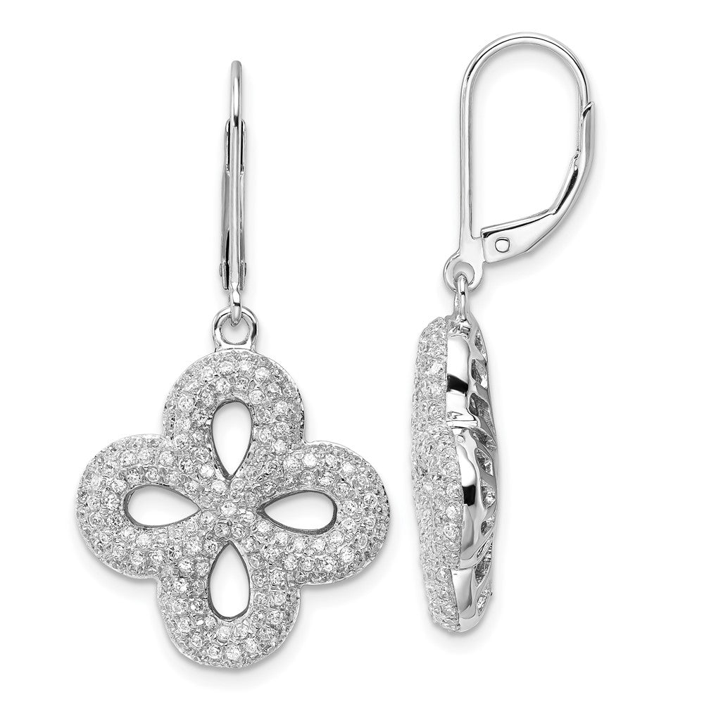 Sterling Silver & CZ Brilliant Embers Leverback Earrings