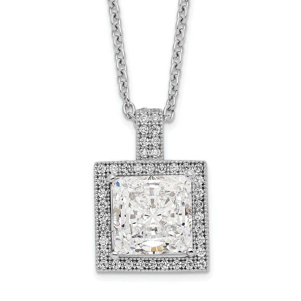 Brilliant Embers Sterling Silver Rhodium-plated 43 Stone 18 inch Micro PavÇ CZ Necklace with 2 Inch Extender