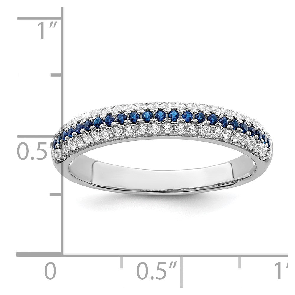 Brilliant Embers Sterling Silver Rhodium-plated 67 Stone Blue and White Micro PavÇ CZ Polished Ring