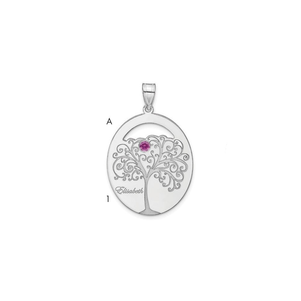 Sterling Silver/Rhod-plated 1 Birthstone with SS Bezel Family Pendant