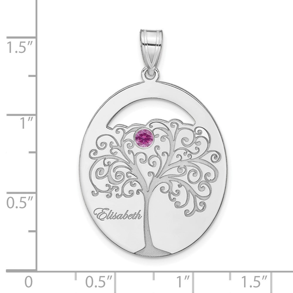 Sterling Silver/Rhod-plated 1 Birthstone with SS Bezel Family Pendant