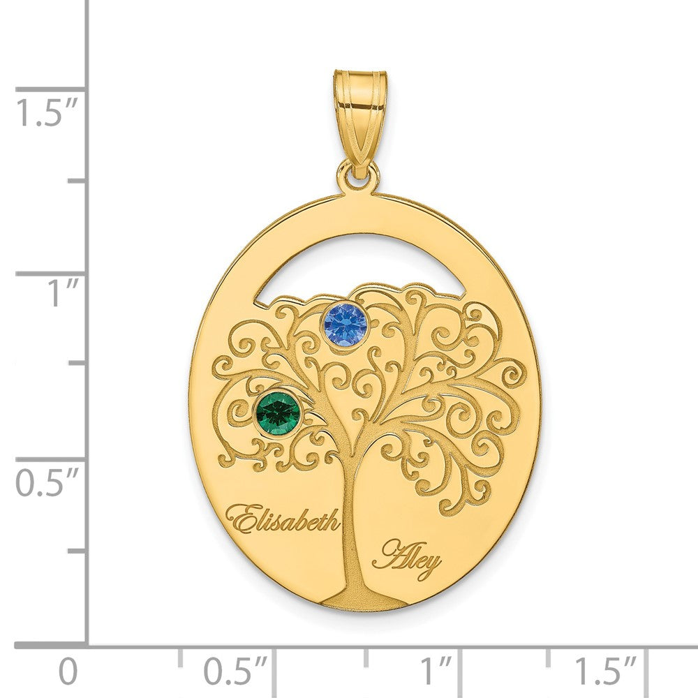 Sterling Silver/Rhod-plated 2 Birthstone with 14k Bezel Family Pendant