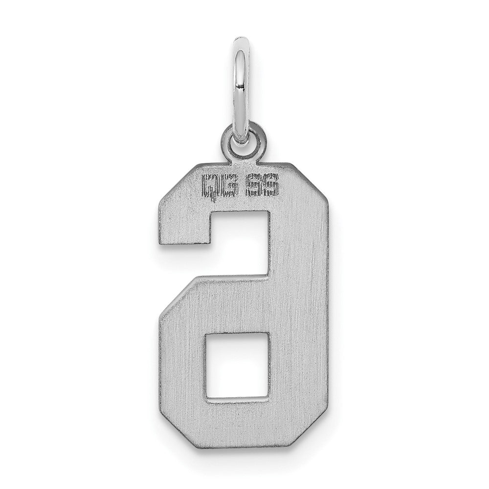 Sterling Silver/Rhodium-plated Polished Number 6 Charm