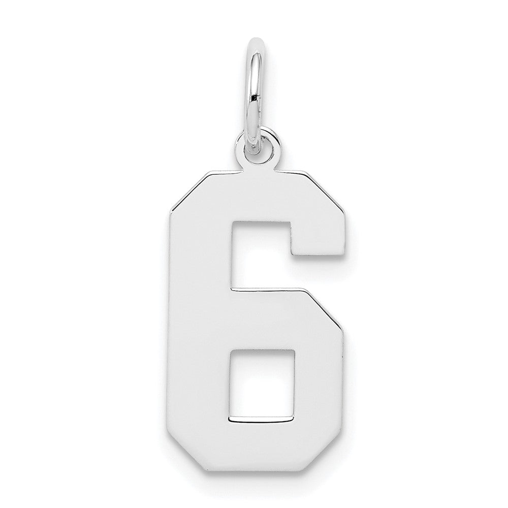 Sterling Silver/Rhodium-plated Polished Number 6 Charm