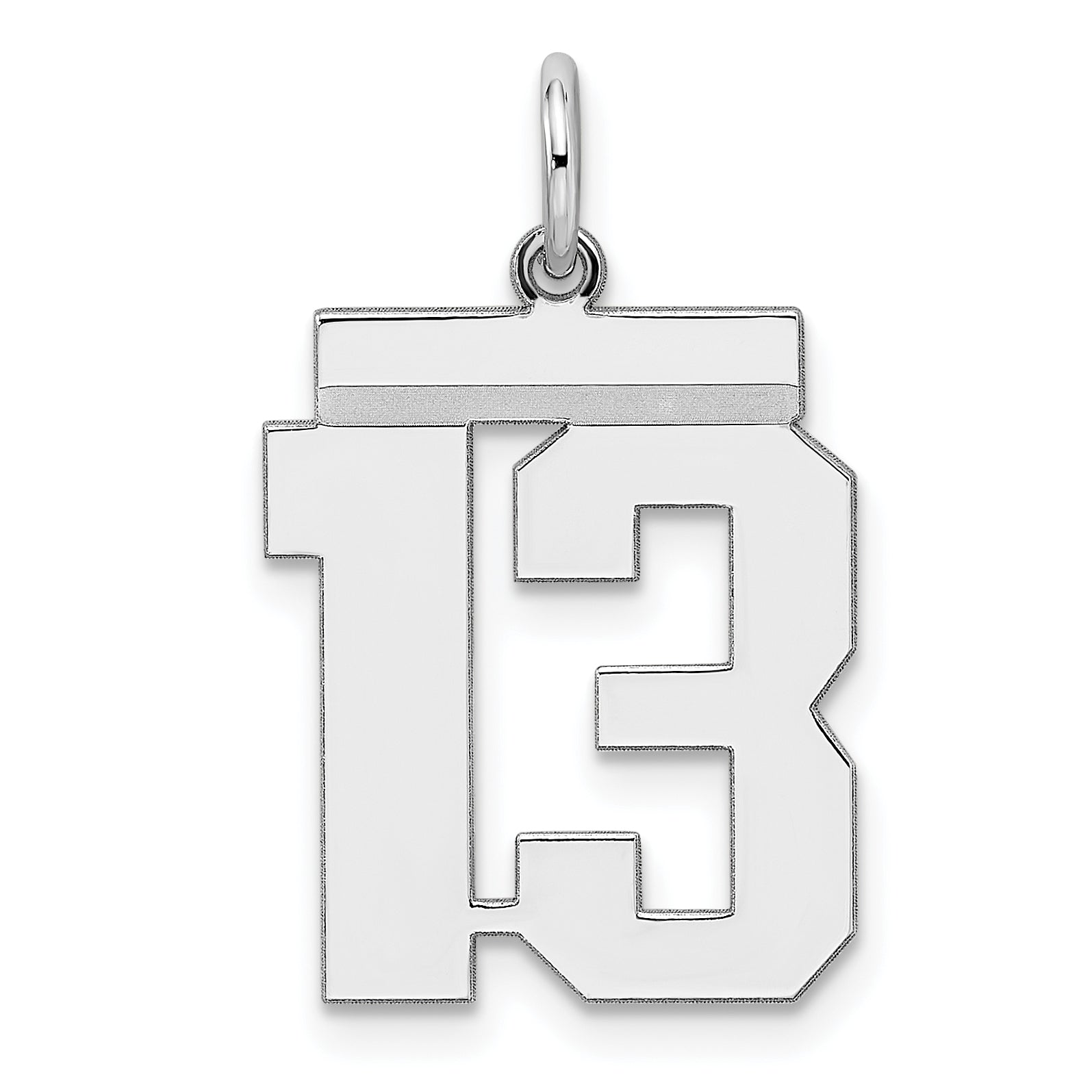 Sterling Silver Medium Polished Number 13 QMS13