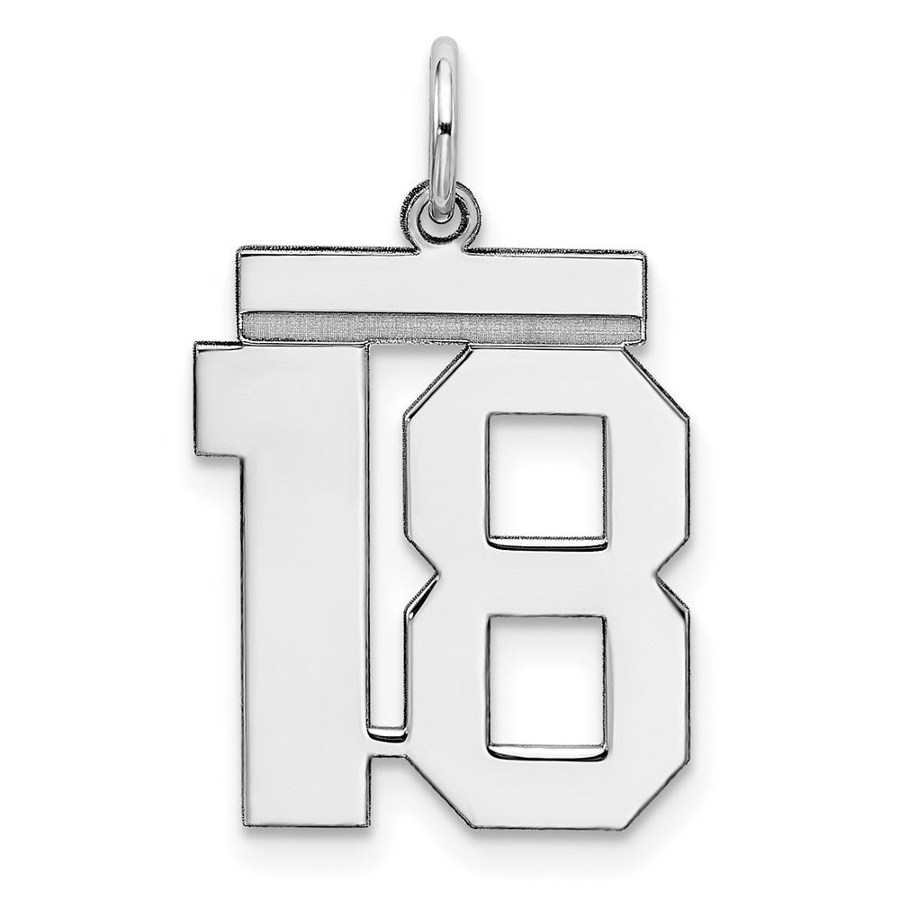 Sterling/Silver Rhodium-plated Polished Number 18 Charm