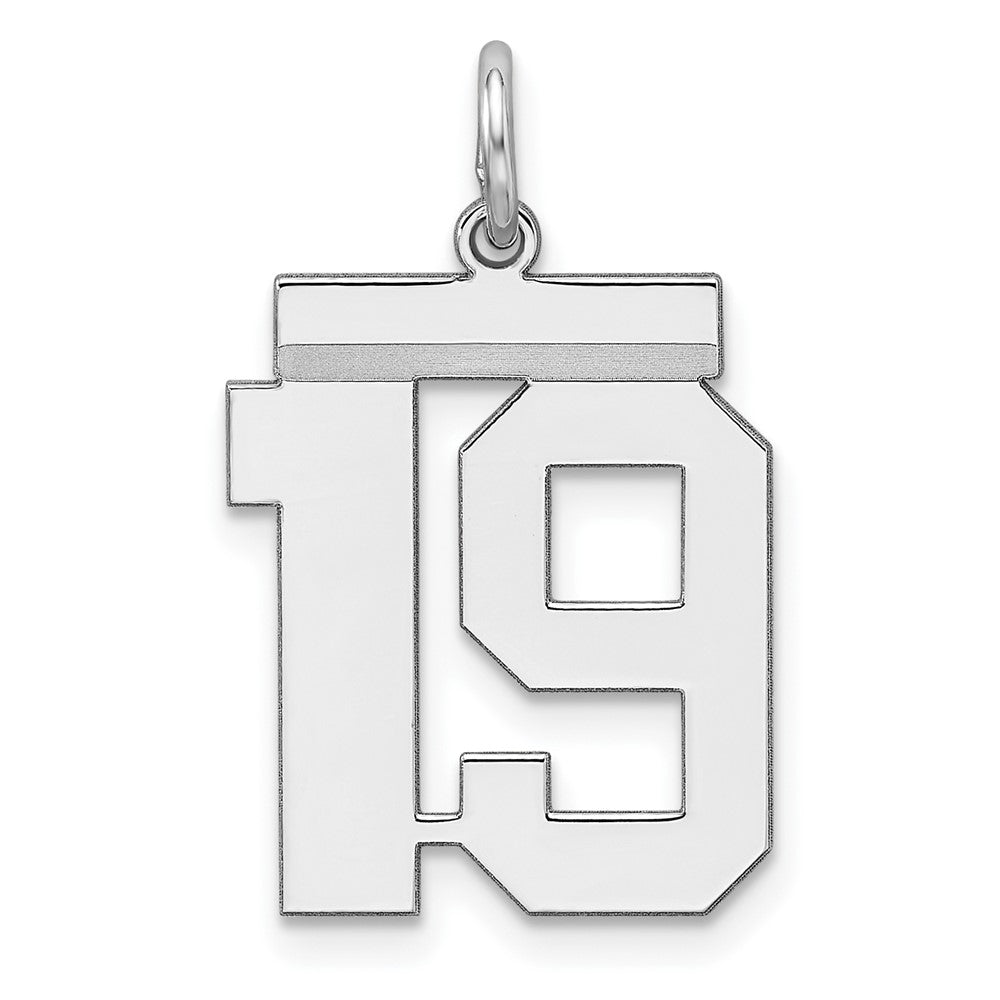 Sterling/Silver Rhodium-plated Polished Number 19 Charm