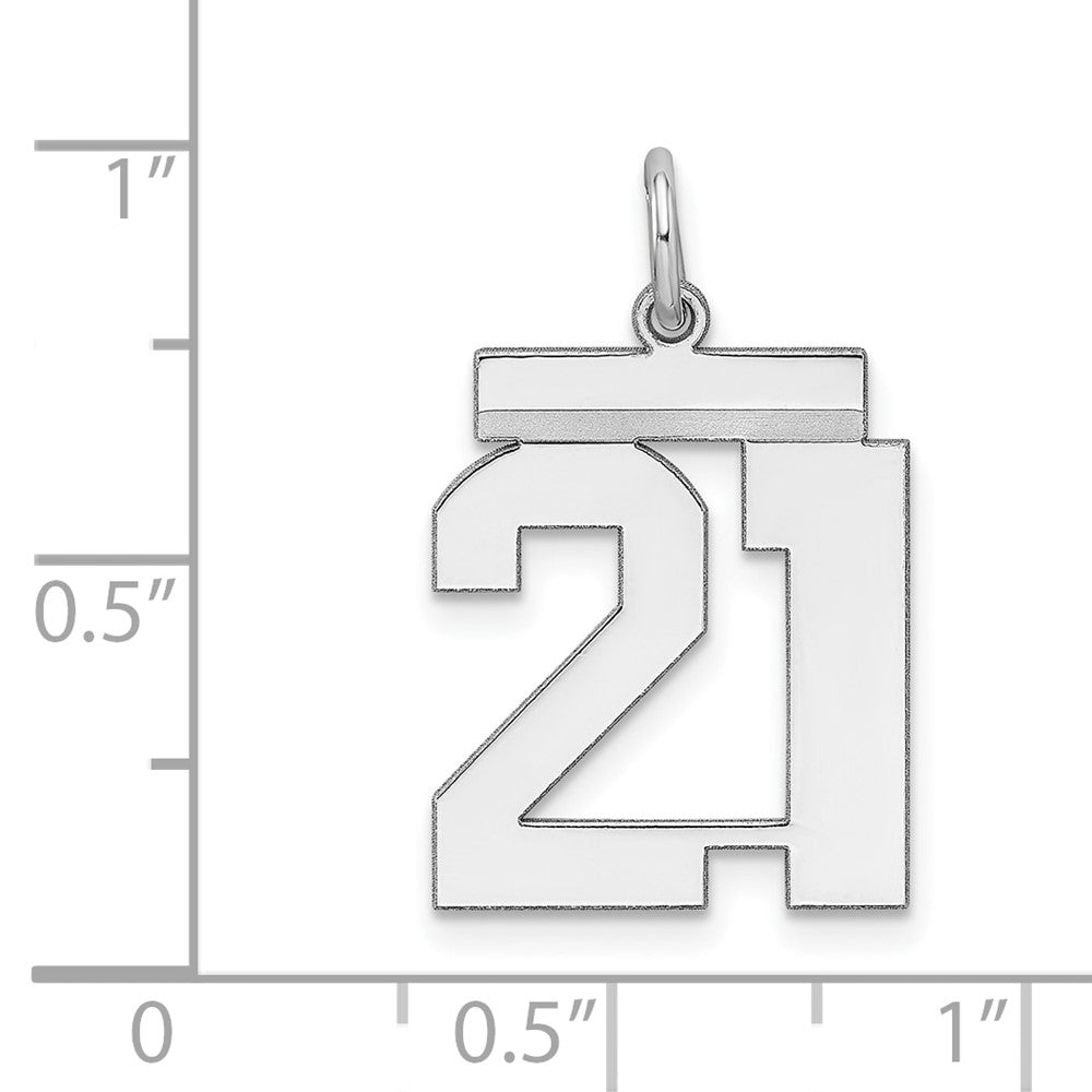 Sterling/Silver Rhodium-plated Polished Number 21 Charm