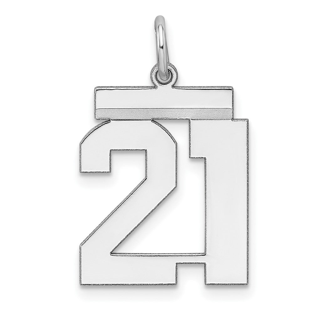 Sterling/Silver Rhodium-plated Polished Number 21 Charm