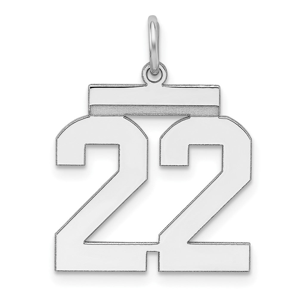 Sterling/Silver Rhodium-plated Polished Number 22 Charm