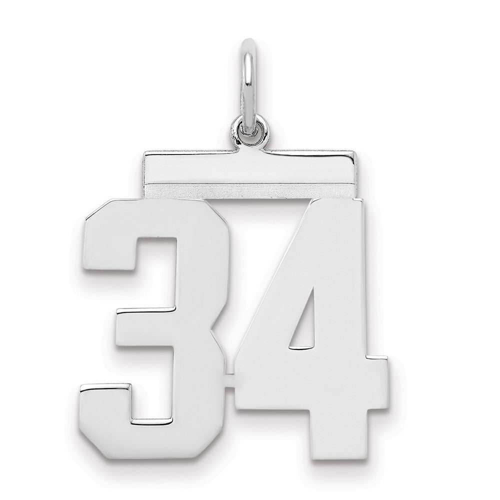 Sterling/Silver Rhodium-plated Polished Number 34 Charm