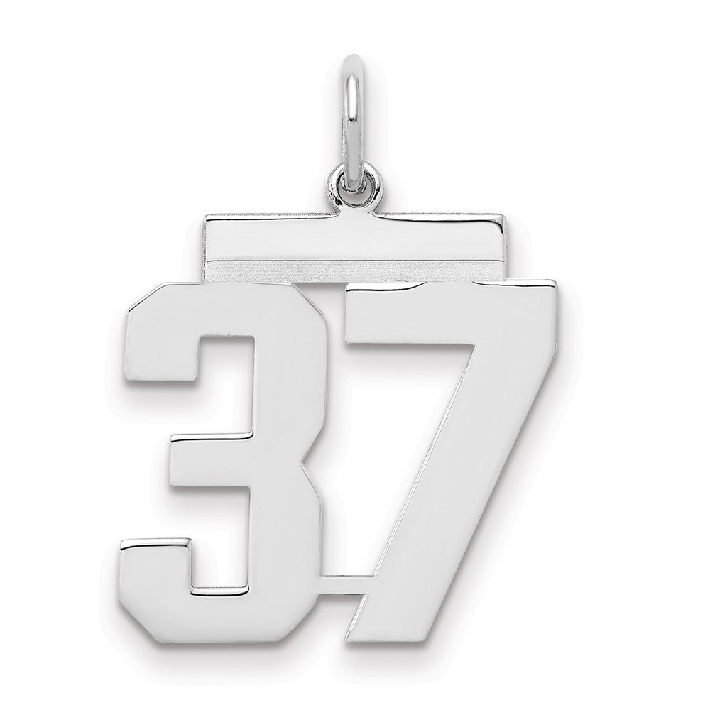 Sterling/Silver Rhodium-plated Polished Number 37 Charm