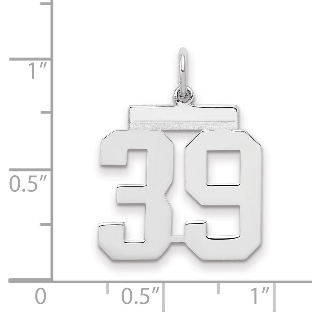 Sterling/Silver Rhodium-plated Polished Number 39 Charm