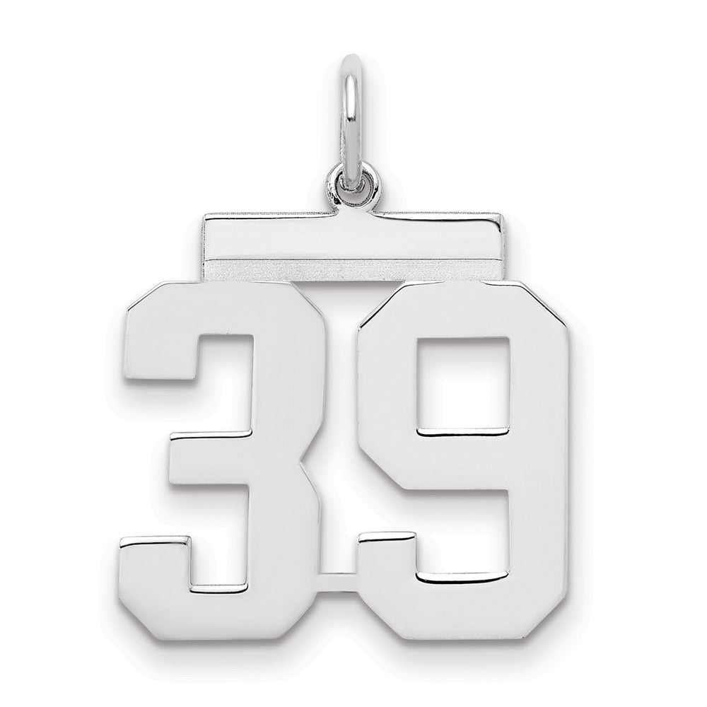 Sterling/Silver Rhodium-plated Polished Number 39 Charm