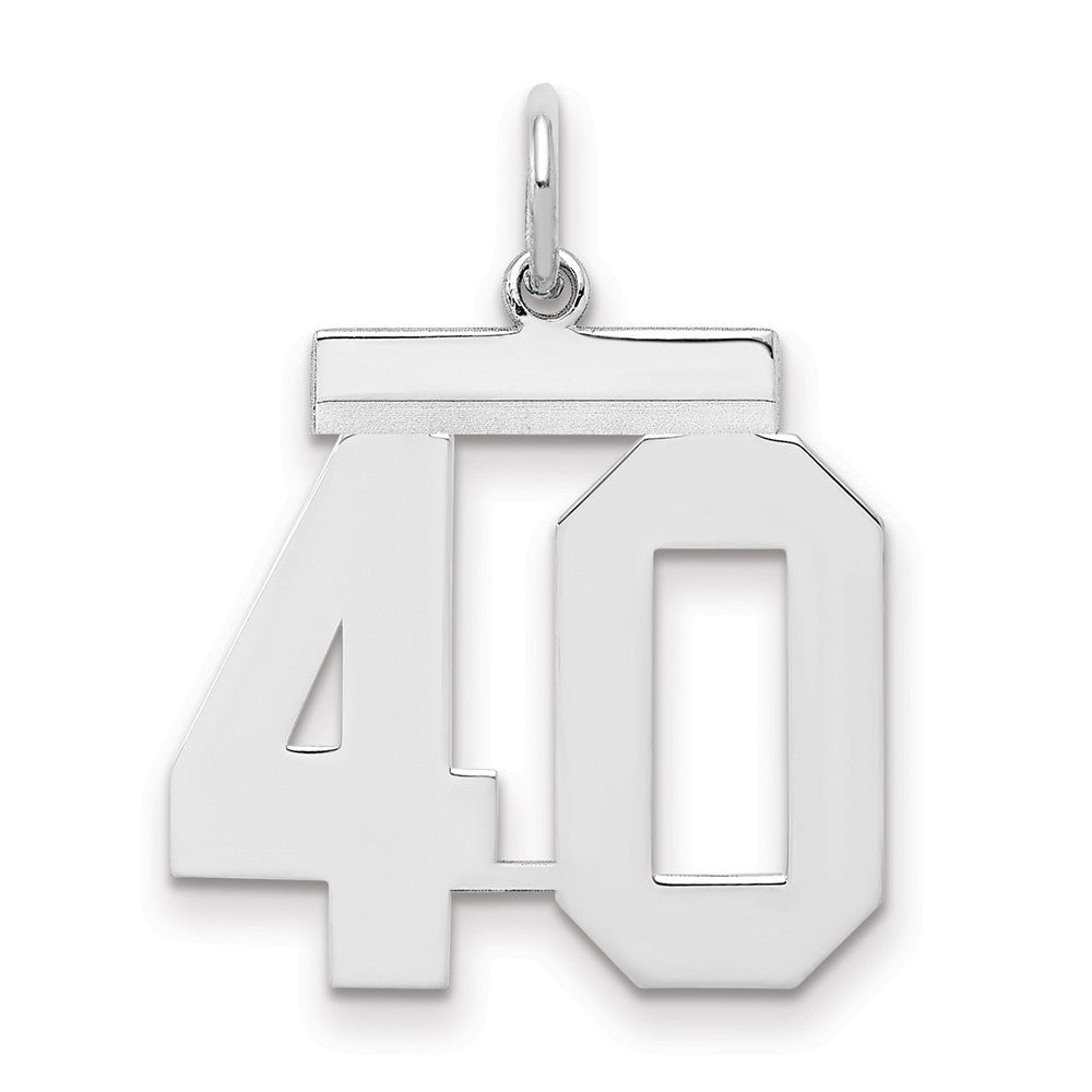 Sterling/Silver Rhodium-plated Polished Number 40 Charm