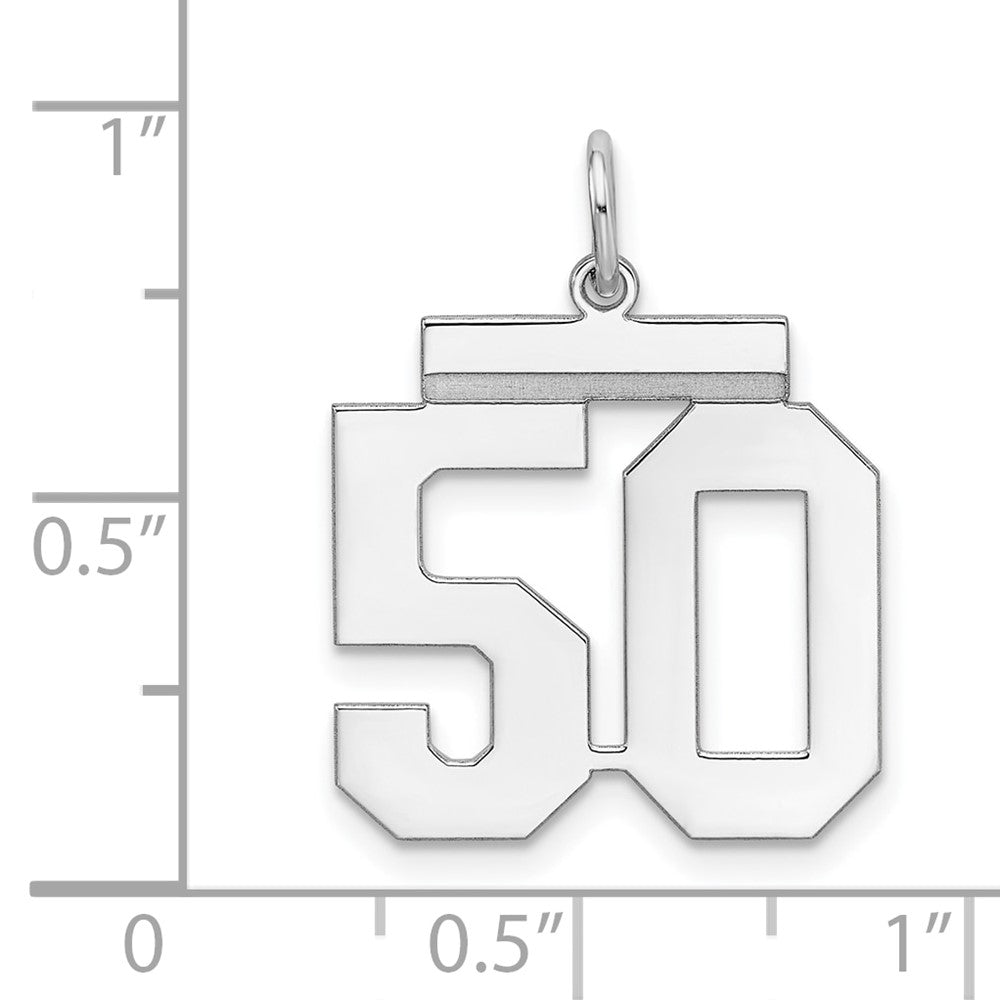 Sterling/Silver Rhodium-plated Polished Number 50 Charm