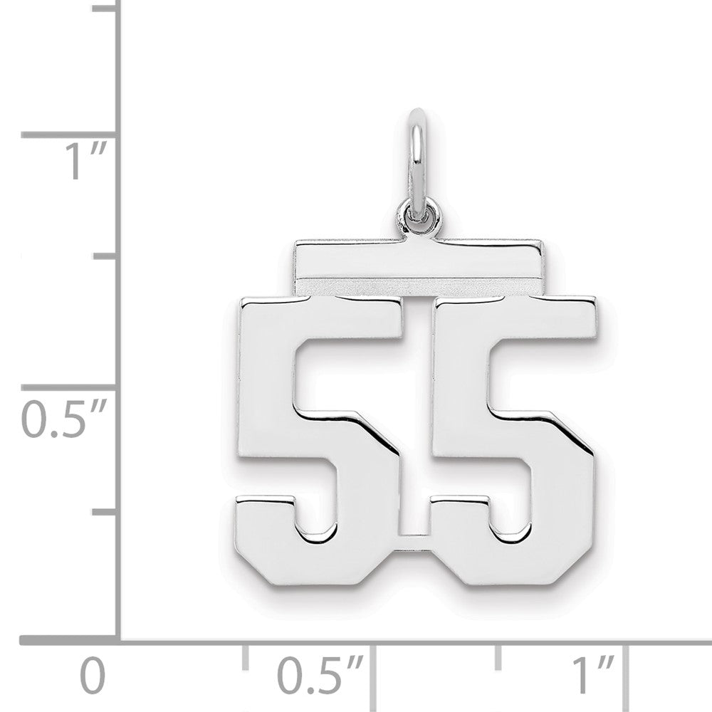 Sterling/Silver Rhodium-plated Polished Number 55 Charm